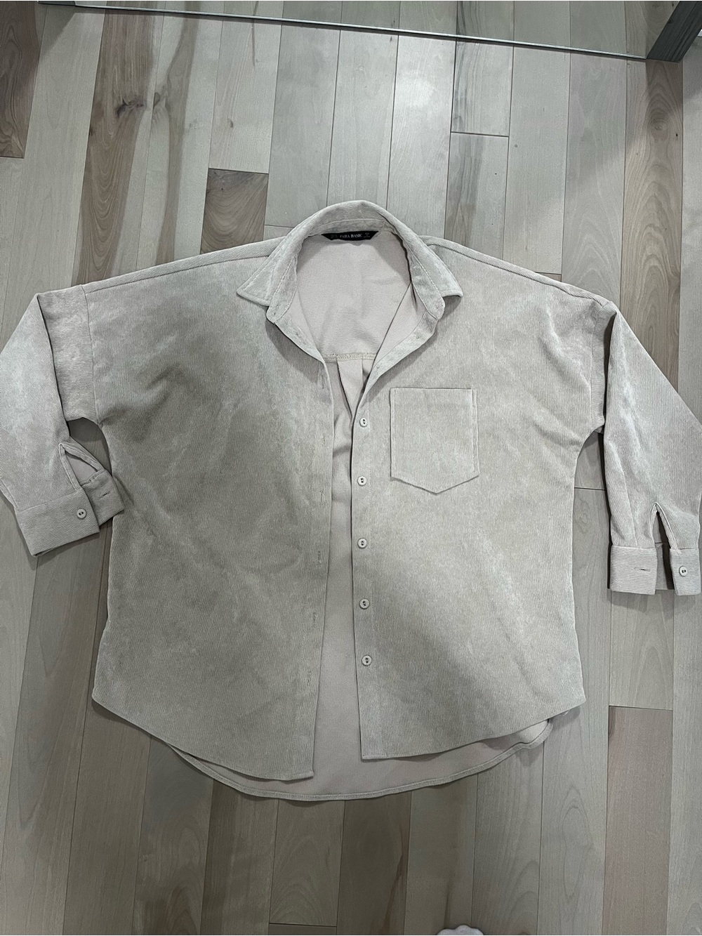 Oversized  Button-Up shacket in Light Beige